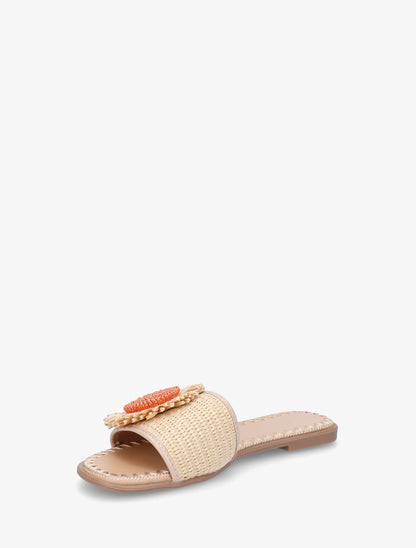 Mules plates à marguerite - Beige - 3
