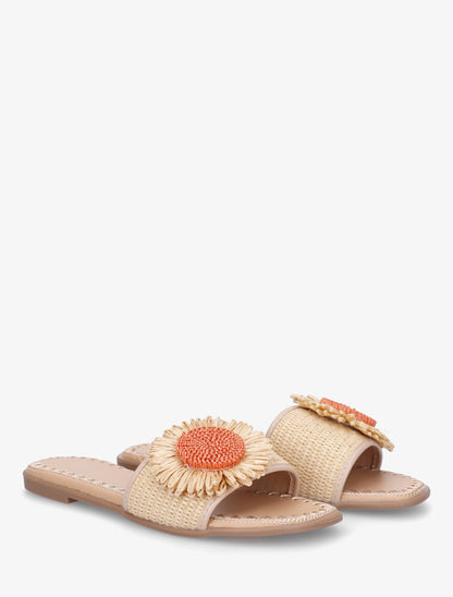 Mules plates à marguerite - Beige - 4