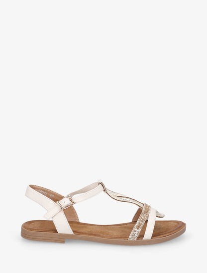 Nu-pieds effet python à paillettes - Beige - 1