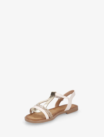 Nu-pieds effet python à paillettes - Beige - 3