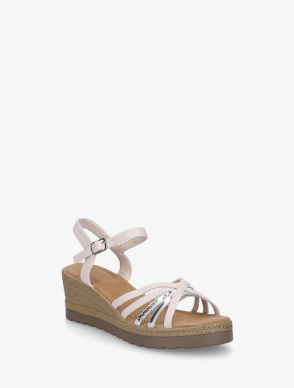 Sandales compensées à brides croisées - Beige - 2