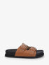 Claquettes en simili à double brides - Camel - 1