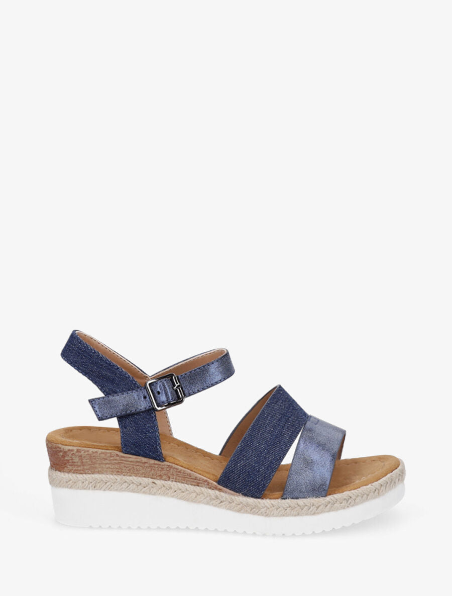 Sandales irisées à talon compensé - Bleu - 1