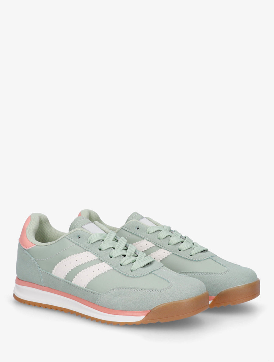 Sneakers en simili à empiècement effet nubuck - Vert d&