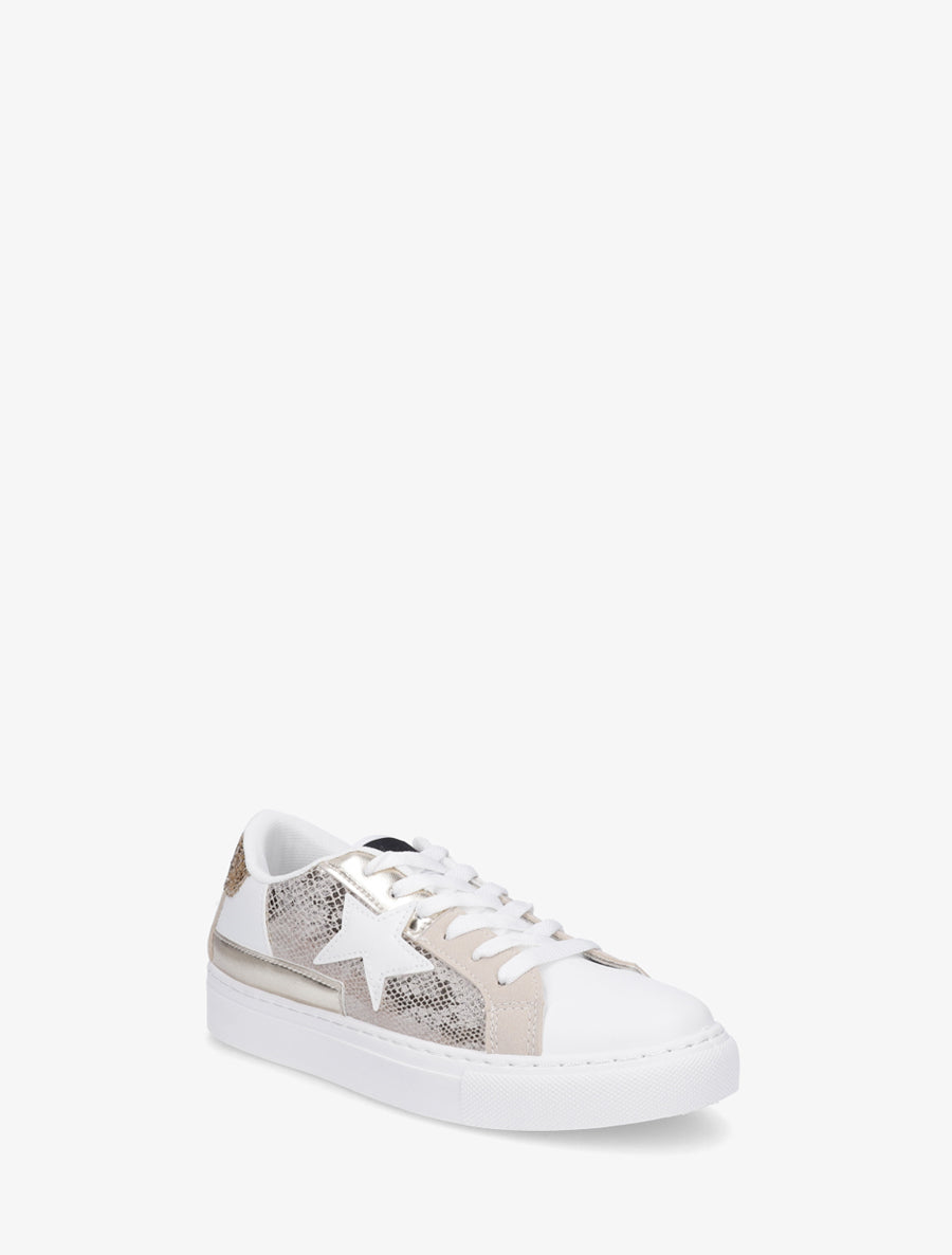 Sneakers en simili à motif étoile - Or - 2