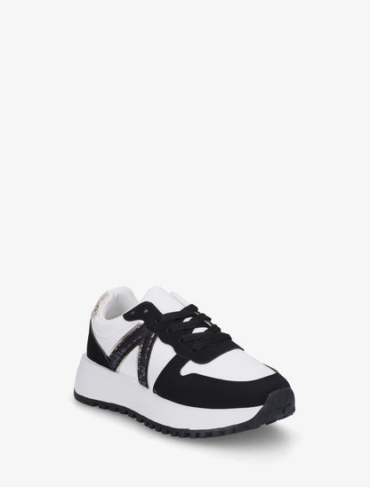 Sneakers en simili à détail imprimé python - Noir - 2