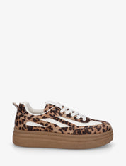Sneakers à plateforme et empiècement effet nubuck - Camel - 1