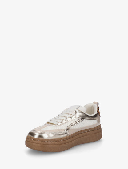Sneakers à plateforme et empiècement effet nubuck - Or - 3