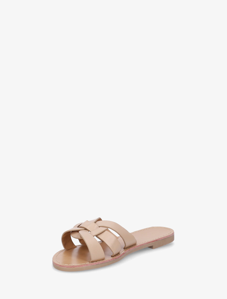 Claquettes en simili à brides entrelacées - Taupe - 3