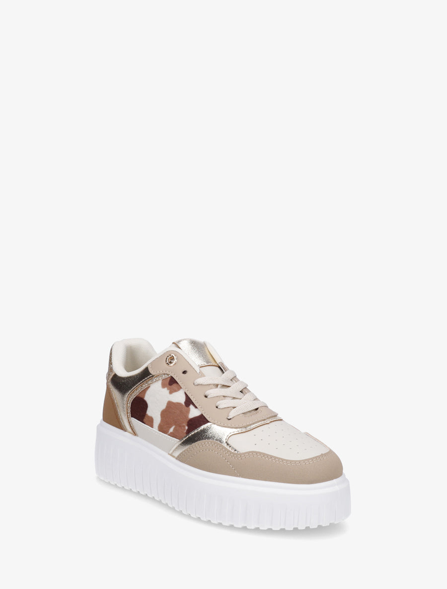 Sneakers à plateforme striée - Taupe - 2