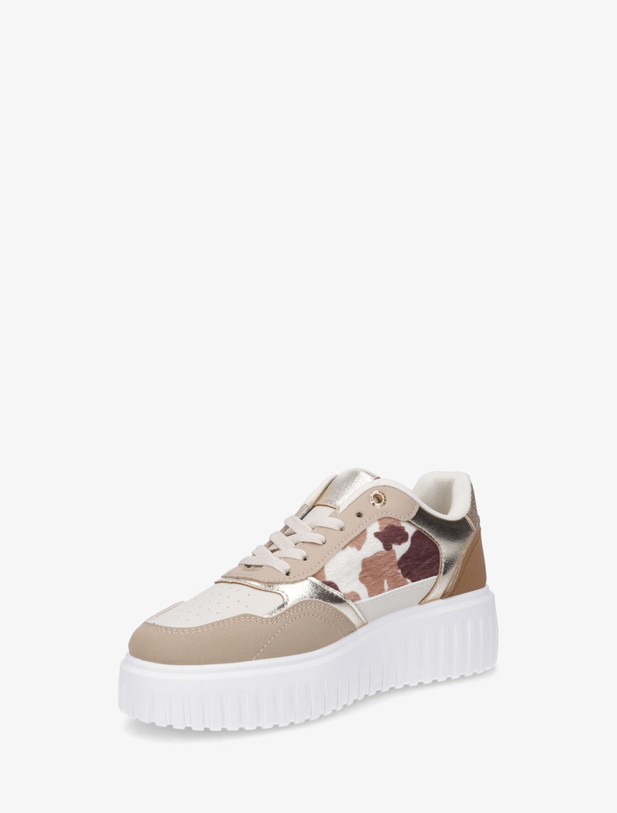 Sneakers à plateforme striée - Taupe - 3