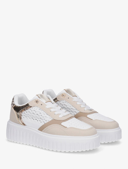 Sneakers à plateforme striée - Beige - 4