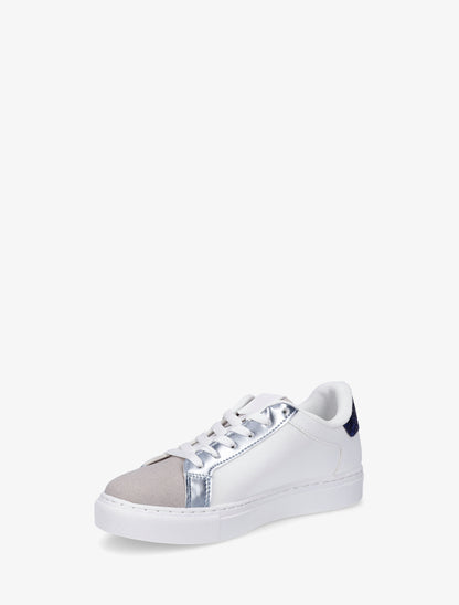 Baskets en simili et suédine à étoile pailletée - Bleu denim - 3