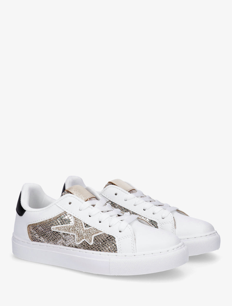 Baskets python et étoile pailletée - Noir - 4