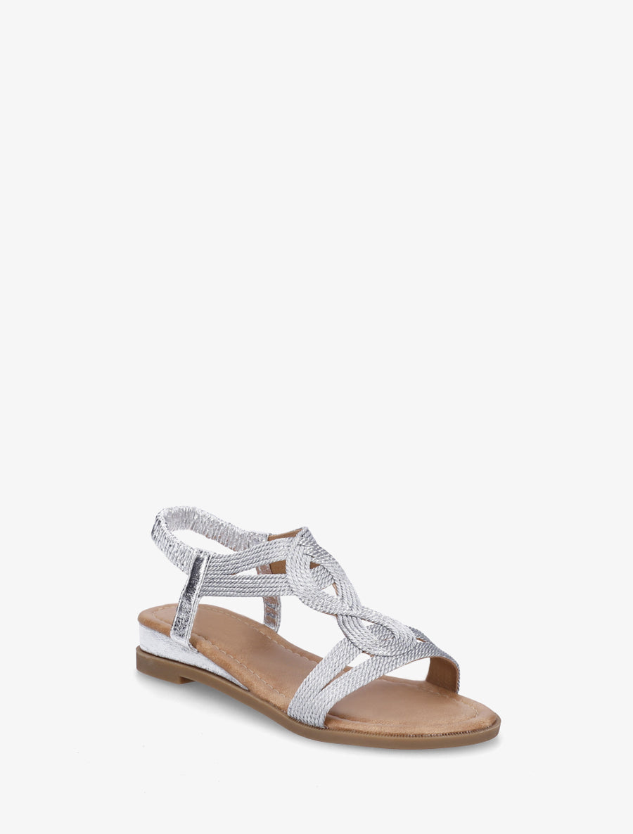 Nu-pieds style corde à tour de cheville élastiquée - Argent - 2