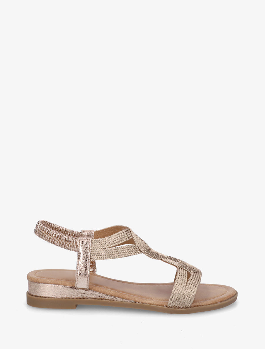 Nu-pieds style corde à tour de cheville élastiquée - Rose gold - 1