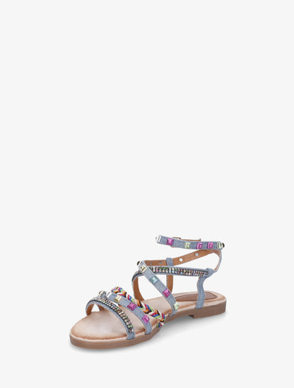 Nu-pieds à empiècement strass multicolore - Bleu - 3