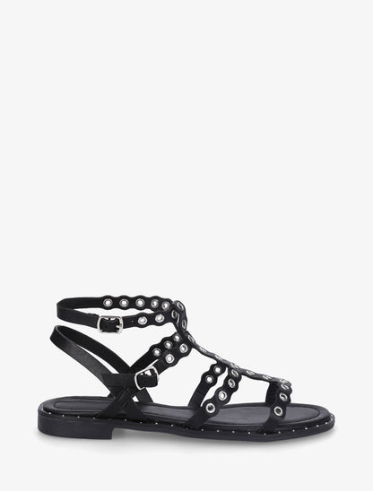 Nu-pieds style spartiates à oeillets - Noir - 1