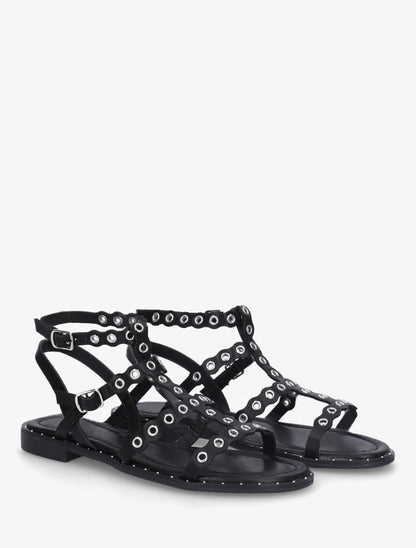 Nu-pieds style spartiates à oeillets - Noir - 4