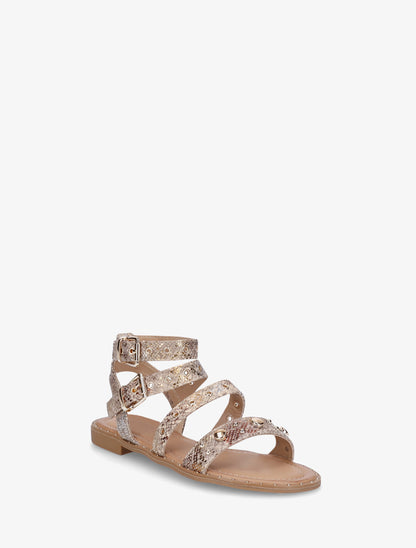 Nu-pieds python à brides à oeillets - Beige - 2