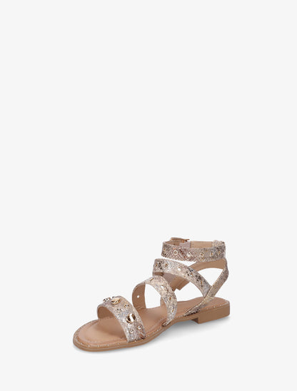 Nu-pieds python à brides à oeillets - Beige - 3