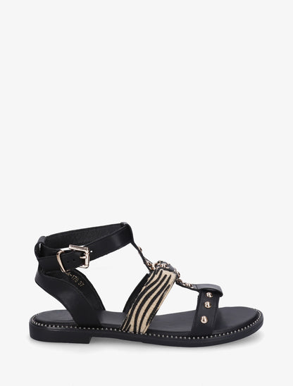 Nu-pieds cloutés en simili - Noir - 1