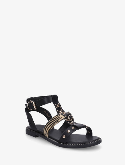 Nu-pieds cloutés en simili - Noir - 2