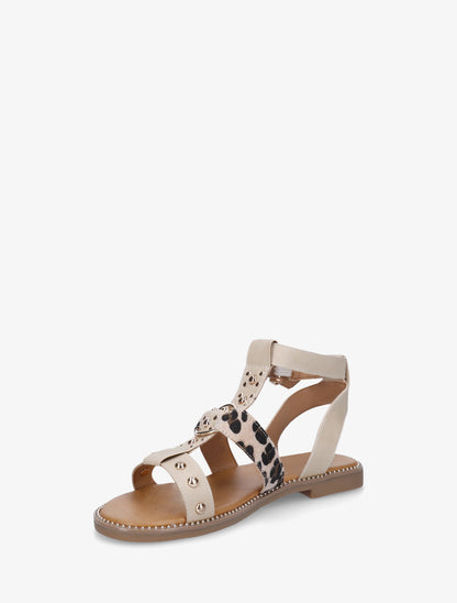 Nu-pieds cloutés en simili - Beige - 3