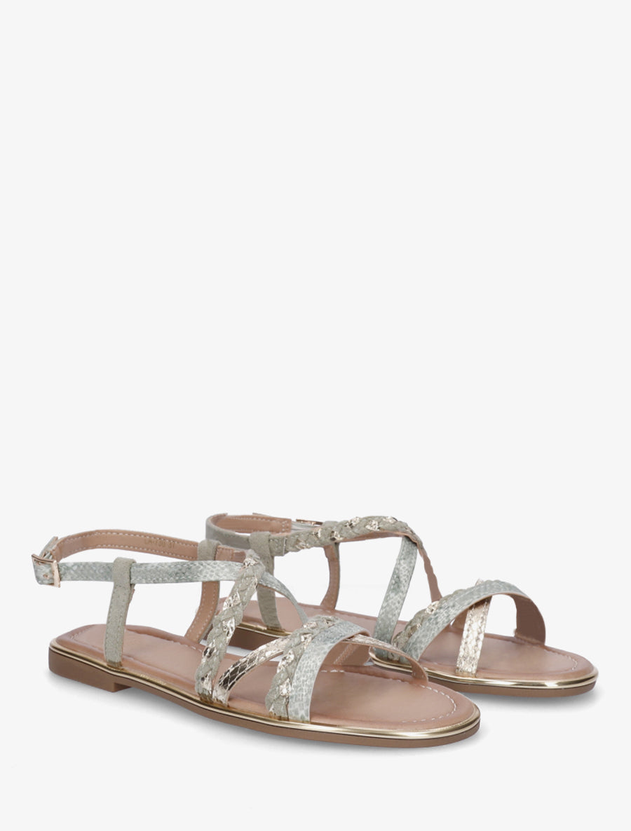 Nu-pieds croisés à tresses - Vert clair - 4