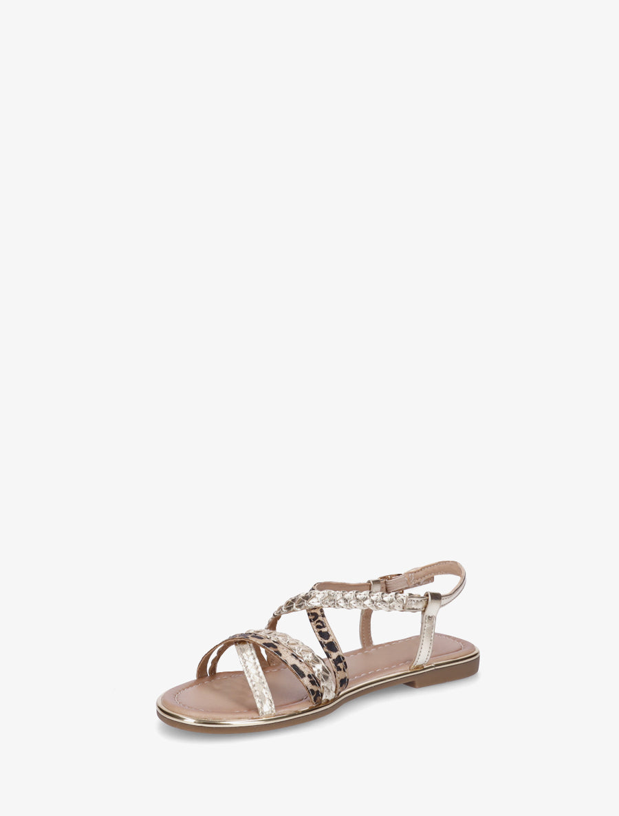 Nu-pieds croisés à tresses - Or - 3