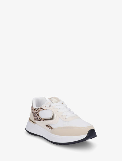 Baskets bi-matière imprimé guépard - Beige - 2
