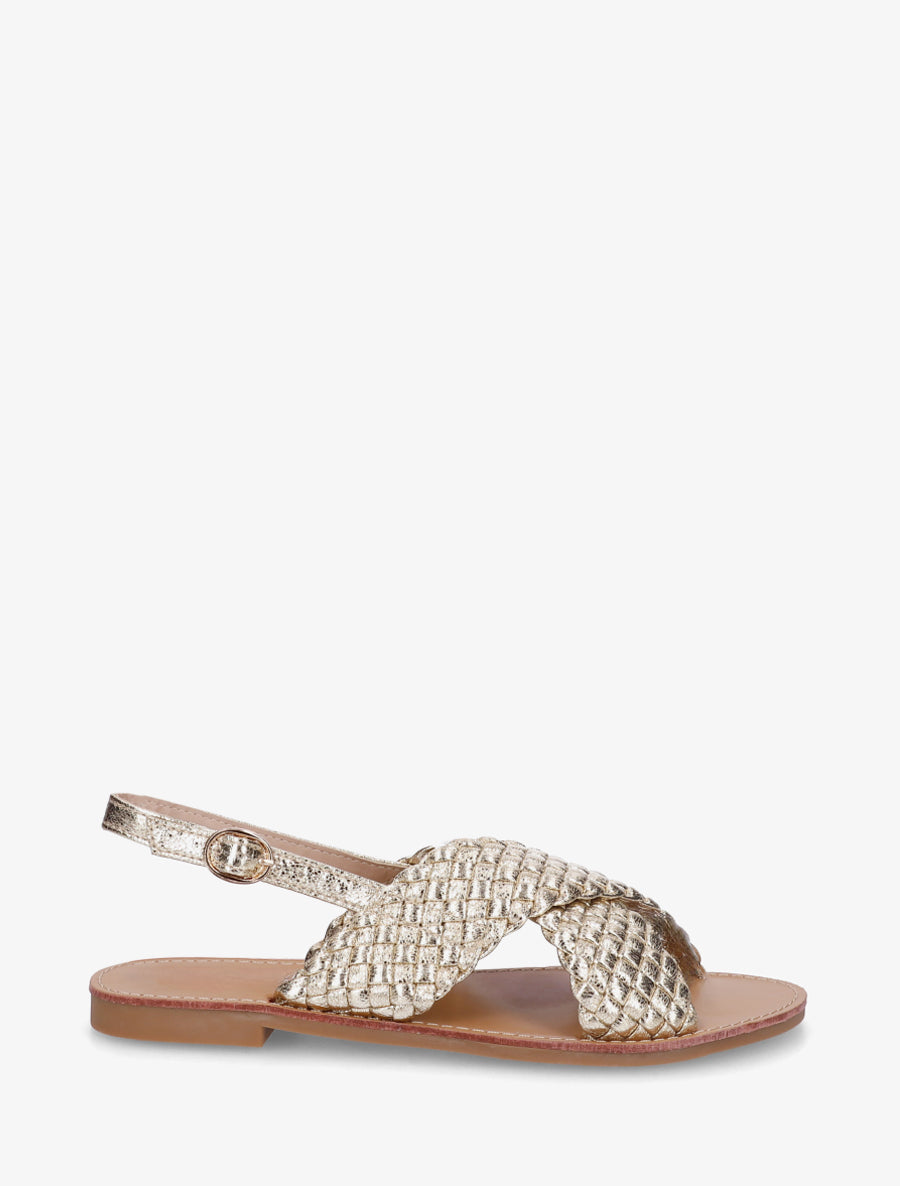 Nu-pieds en simili tressé - Or - 1