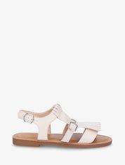 Nu-pieds frangés à double boucles - Beige - 1