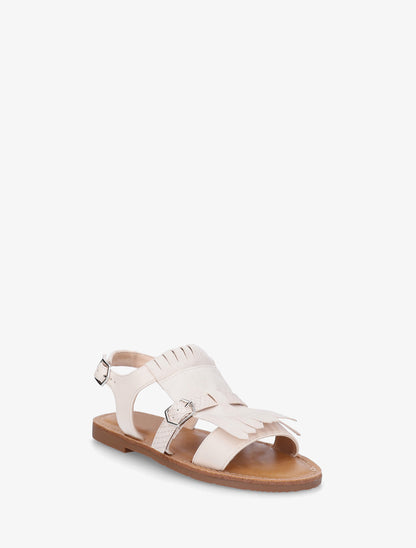Nu-pieds frangés à double boucles - Beige - 2
