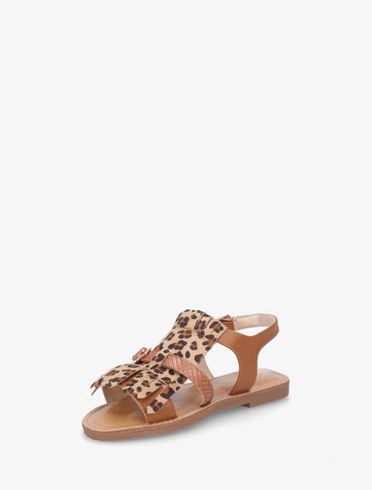 Nu-pieds frangés à double boucles - Camel - 3