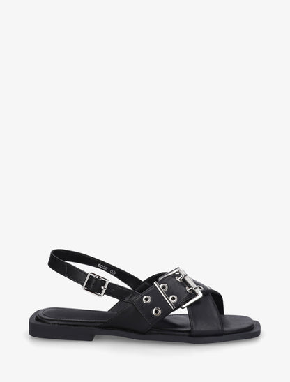 Nu-pieds en simili à brides croisées - Noir - 1