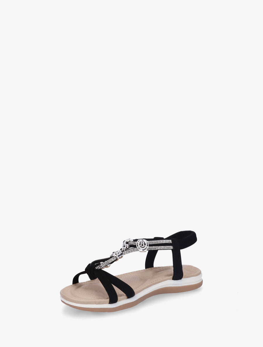 Sandales plates à strass - Noir - 3