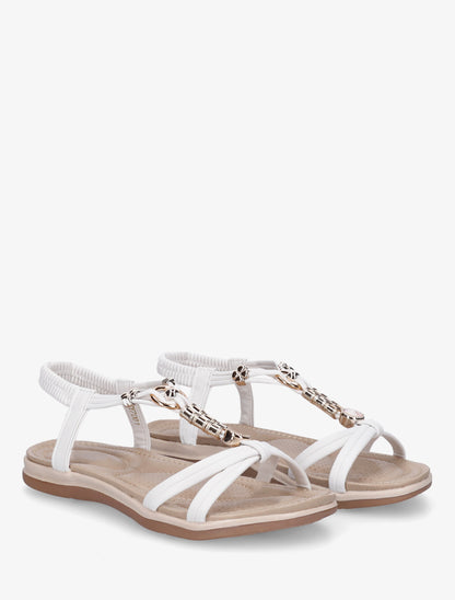 Sandales à bijoux et cheville élastiquée - Blanc - 4