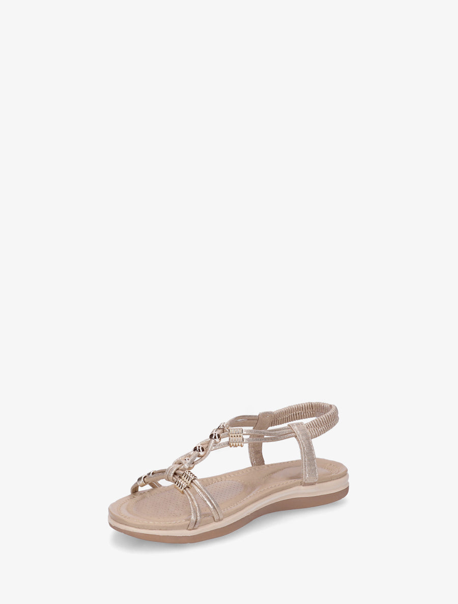 Sandales à bride élastiquée et perles - Or - 3