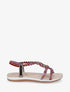 Sandales à empiècement bijoux et cheville élastiquée - Rouge - 1