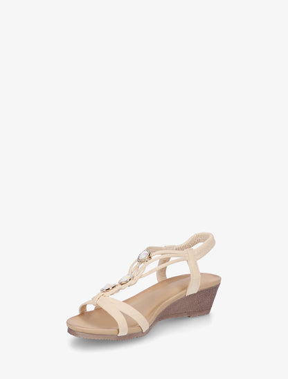 Sandales à empiècement bijoux - Beige - 3