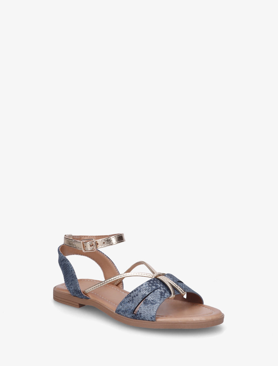 Nu-pieds en python irisé - Bleu - 2
