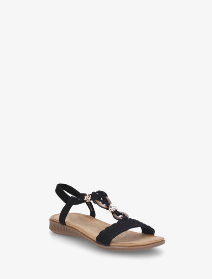Nu-pieds à empiècement bijoux - Noir - 2