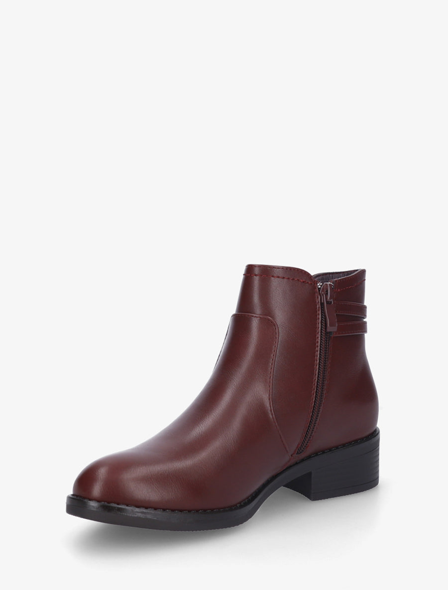Bottines élastiquées à double sangles - Lie de vin - 3