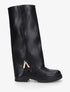 Bottes à revers en simili - Noir - 1