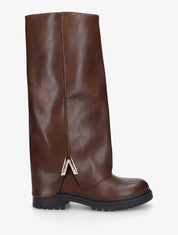 Bottes à revers en simili - Marron - 1