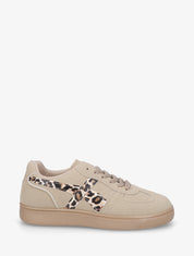 Baskets à empiècements croisés imprimé léopard - Beige - 1