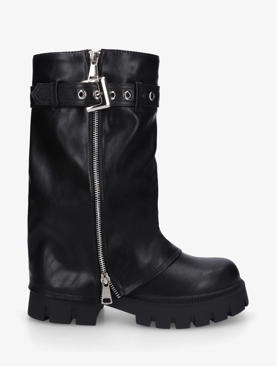 Bottes à revers et sangle - Noir - 1
