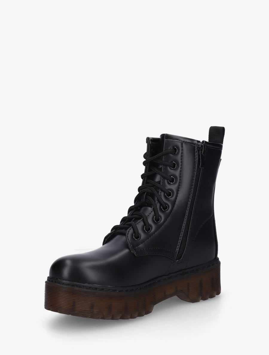 Boots style rangers à semelle crantée - Noir - 3