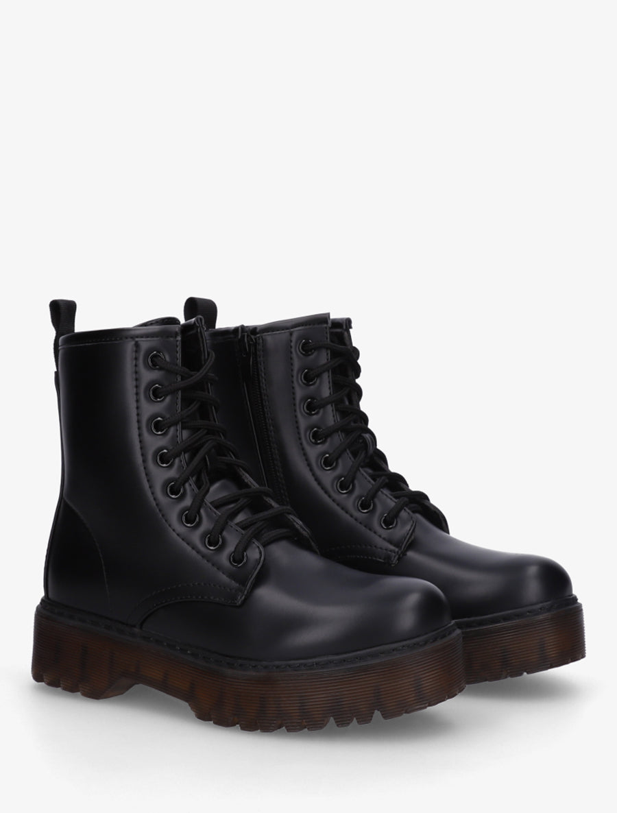 Boots style rangers à semelle crantée - Noir - 4